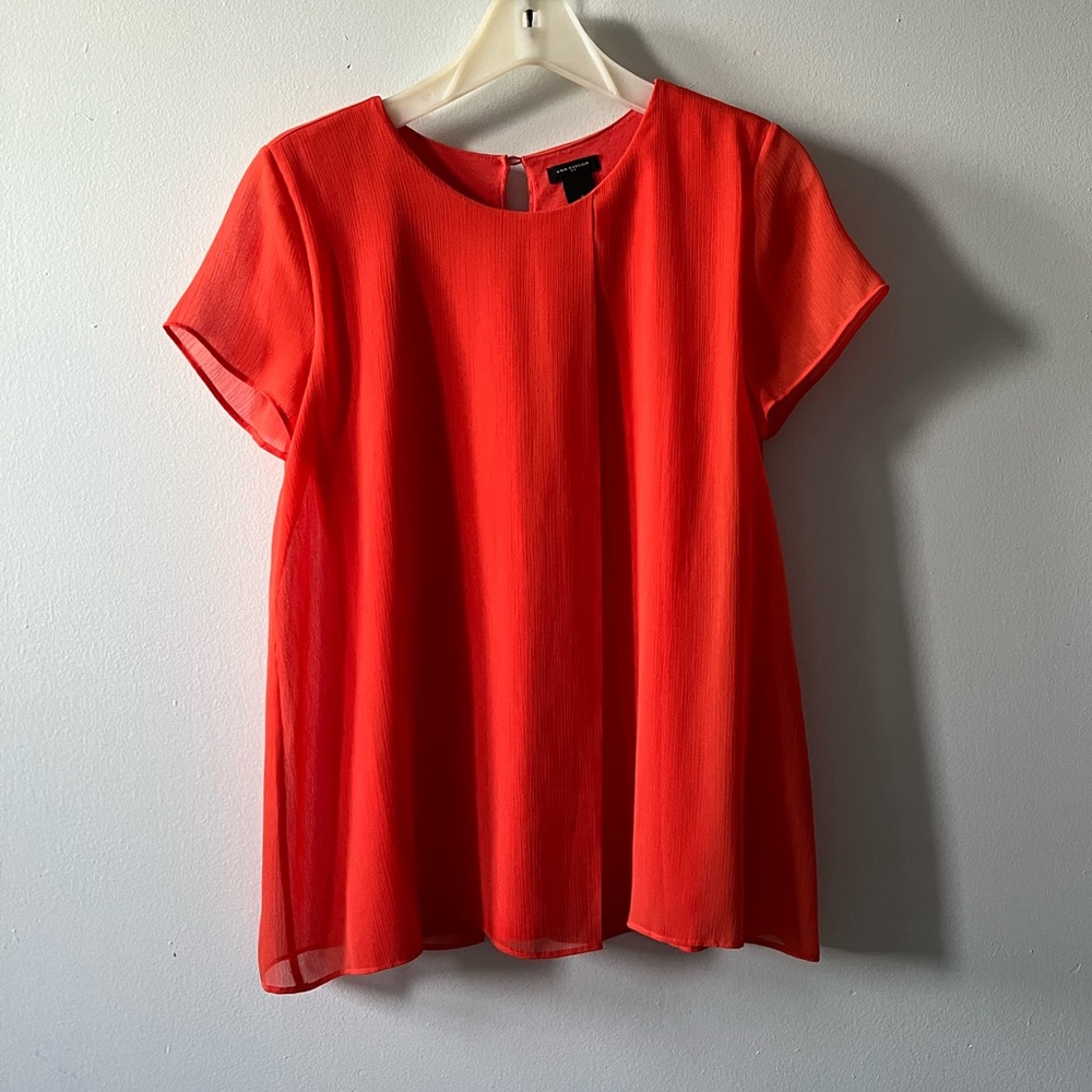 Ann Taylor Orange Short Sleeve Blouse Size Small